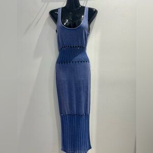 Chic Blue Knit Maxi Dress